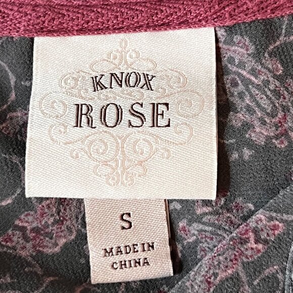 Knox Rose Boho Tunic Top Tassels Velvet Hem Bell Sleeves Gypsy Peasant Gray S - Picture 11 of 16